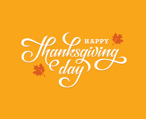 Thanksgiving Day lettering on orange background.