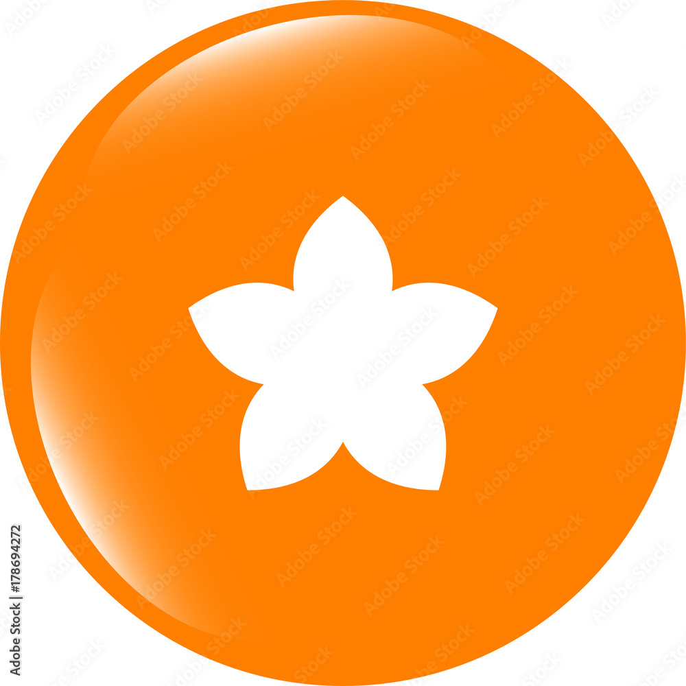 Poster flower on web icon, web button isolated on white background