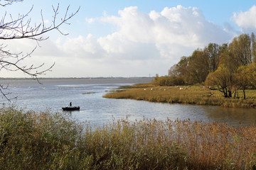 Flussmündung, Wedeler Au in die Elbe