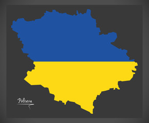 Poltava map of Ukraine with Ukrainian national flag illustration