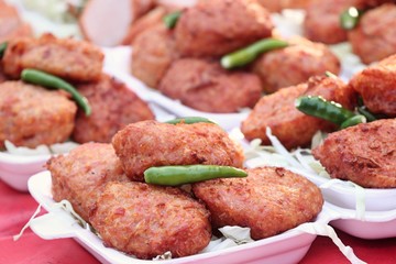 Fried sausage at street food