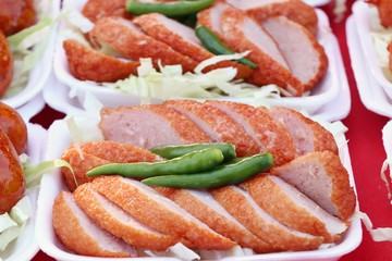 Fried sausage at street food