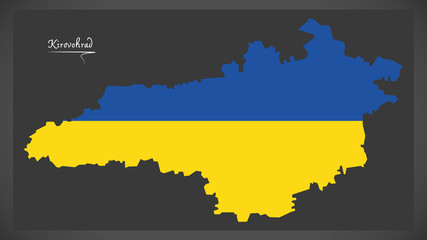 Kirovohrad map of Ukraine with Ukrainian national flag illustration