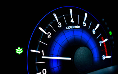digital screen of telling speed of the car in close up