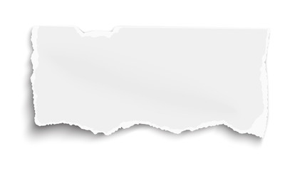 Vector fragment of white paper for memo with soft shadow isolated on white background