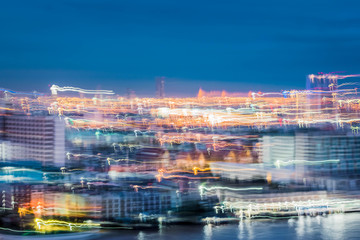 blurry of the city life landscape at night as abstract background