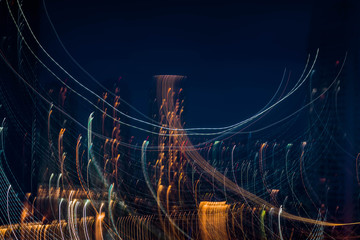 blurry of the city life landscape at night as abstract background