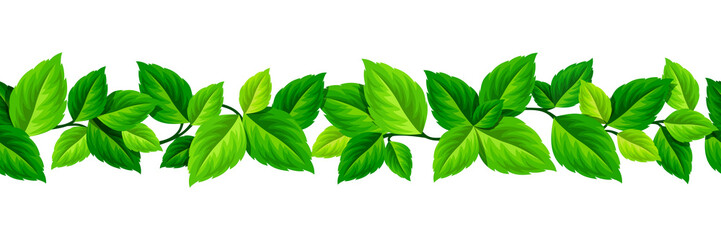 Sewing fabric with Vector horizontal seamless garland with green leaves ...