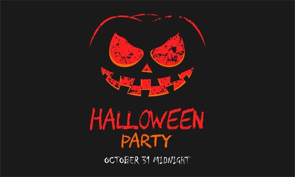 Scary halloween party with pumpkin background vector illustration for invitation card, celebration card, greeting card Isolated on black color