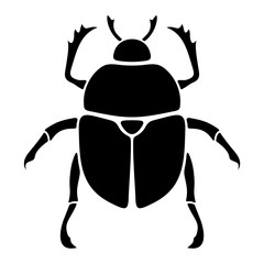 Vector black silhouette of a scarab beetle isolated on a white background.
