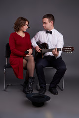 Musical couple background isolated