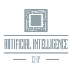 Artificial intelligence logo, simple gray style