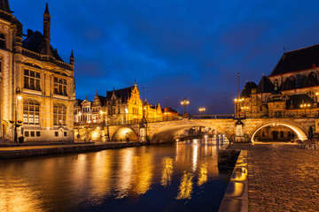 Fototapeta premium Ghent in the night, Belgium