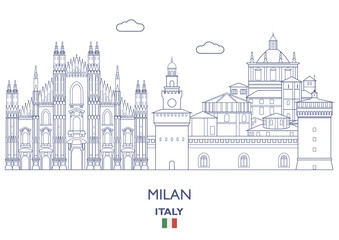 Naklejka premium Milan City Skyline, Włochy