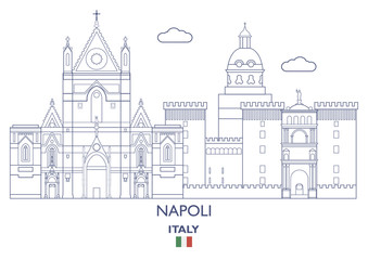 Plakat Napoli City Skyline, Italy