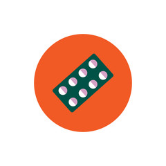 Blister pills of medicine round icon vector