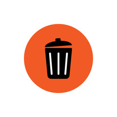 waste bin round icon vector