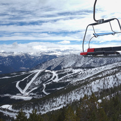 Looking down on the ski slopes of Pal, Arinsal in Andorra.