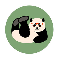Obraz premium panda face in glasses vector illustration style flat