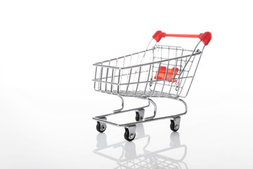 Empty Shopping cart isolated on white background.