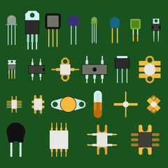 Computer chip technology processor circuit motherboard information system vector illustration