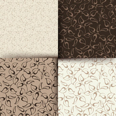 Vector set of four brown and beige floral patterns.