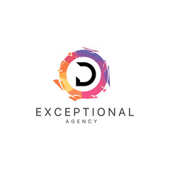 Obraz premium D letter logo. Polygonal letter logotype