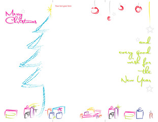 Fototapeta na wymiar Sketchy drawn Christmas 3-panel brochure elements
