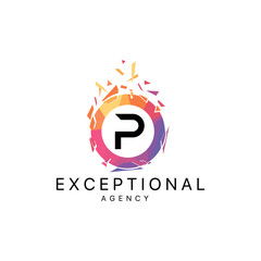 P letter logo. Polygonal letter logotype