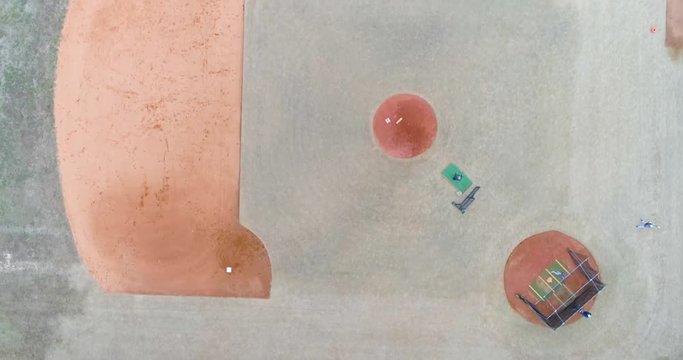 Aerial Drone footage flying over a baseball field