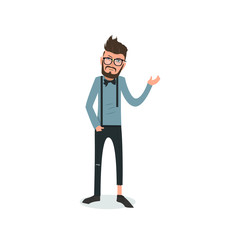 Obraz premium Exhausted and completely wiped out cartoon guy in casual clothes, gesturing. Vector illustration. Modern flat design.