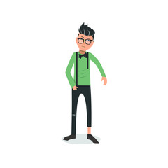 Exhausted and completely wiped out cartoon guy in casual clothes, gesturing. Vector illustration. Modern flat design.