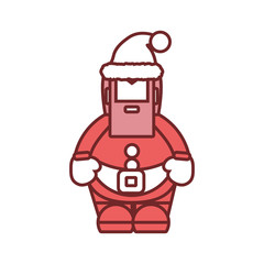 flat line colored  santa claus over white background vector illustration