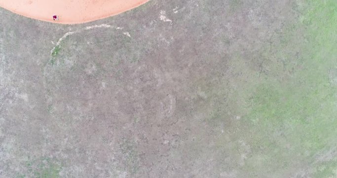 Aerial footage over a old baseball field