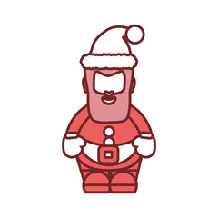 flat line colored  santa claus over white background vector illustration