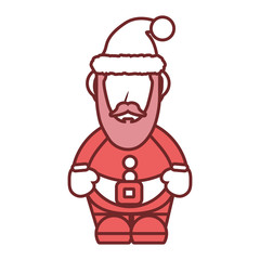 flat line colored  santa claus over white background vector illustration