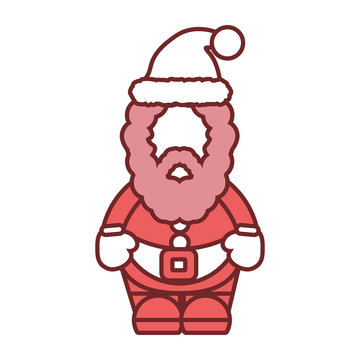 flat line colored  santa claus over white background vector illustration