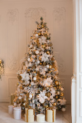 Christmas decorations in gold style/background