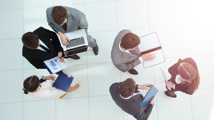 preparation for the workshop. business team with financial sched