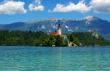 Landscape Lake Bled and mountains