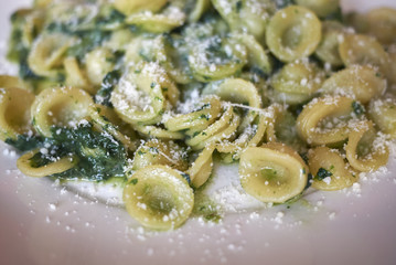 Orecchiette pasta with turnip peaks