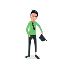 Exhausted and completely wiped out cartoon guy in casual clothes, gesturing. Vector illustration. Modern flat design.
