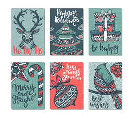Collection of six Christmas greeting cards.