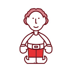 flat line colored  christmas elf over white background  vector illustration