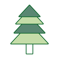 flat line  colored  christmas tree over white background vector illustration