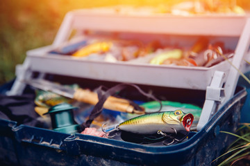 Close-up of a wobbler for catching fish. Concept fishing