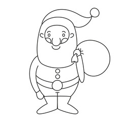 Black and white illustration of Santa Claus