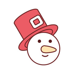 flat  line  colored snowman over white background  vector illustration