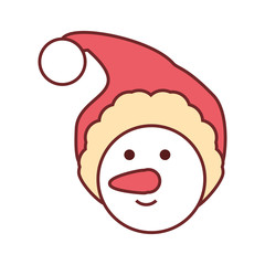 flat  line  colored snowman over white background  vector illustration