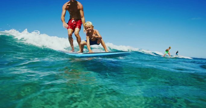 Father and Son Surfing